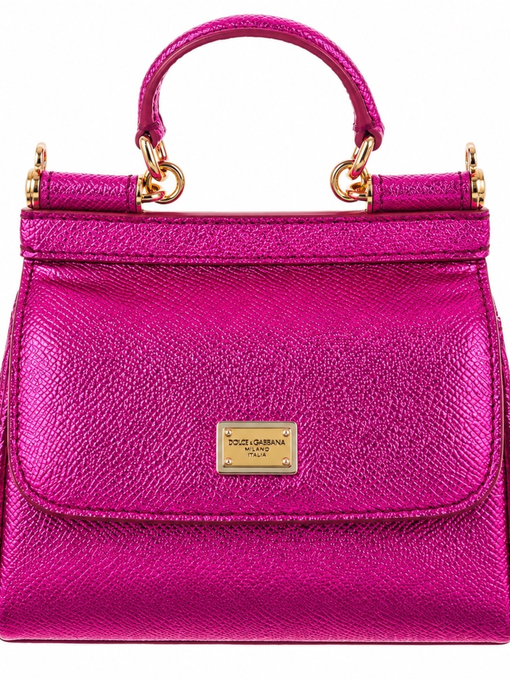 Dolce & Gabbana Metallic Fuchsia Mini Top-Handle Bag